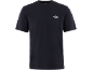 Dunkelblaues Kurzarm-T-Shirt mit kleinem weißem Rautenlogo auf der Brust.