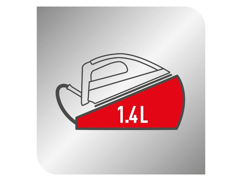 Dampfbügeleisen mit einem 1,4-Liter-Wassertank.