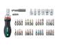 Ratschenschraubendreher-Set mit Bits und Steckschlüsseln, einschließlich Größen von 5 bis 10 mm.