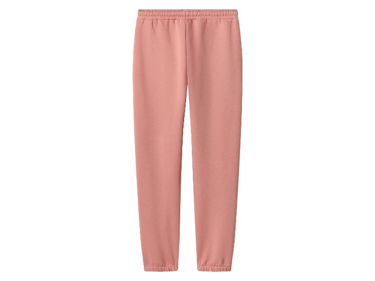 Pfirsichrosa Jogginghose mit elastischem Bund und Bündchen an den Knöcheln.