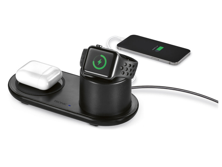 Gehe zu Vollbildansicht: TRONIC® Ladegerät 3 in 1, mit Apple Watch Halter und USB-A Port - Bild 6