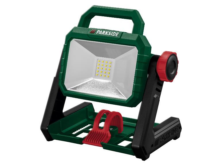 Parkside LED-Arbeitsleuchte mit klappbarem Ständer.