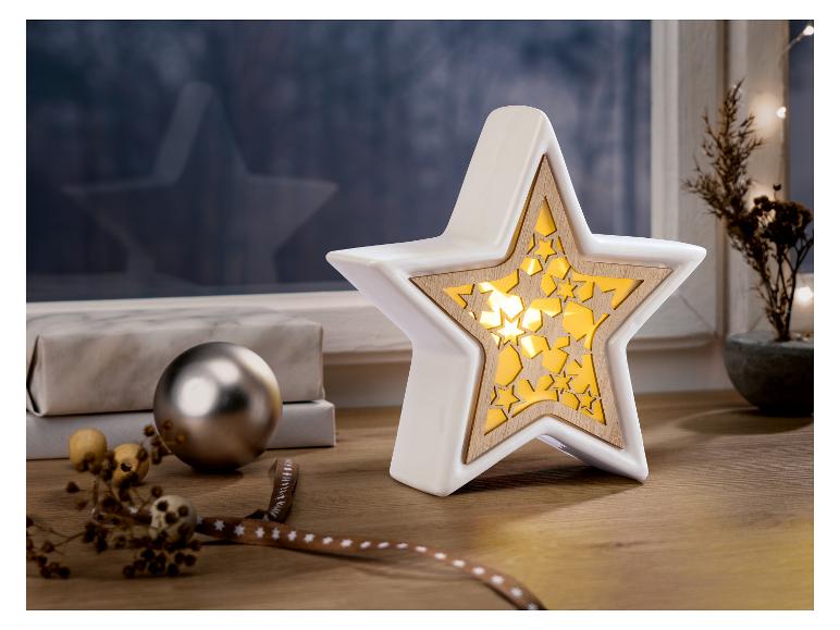 Deko Stern und Tannenbaum, Holz und Keramik