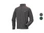 Herren-Fleecejacke mit Reißverschluss und orangefarbenen Details, erhältlich in Grau und Dunkelgrün.