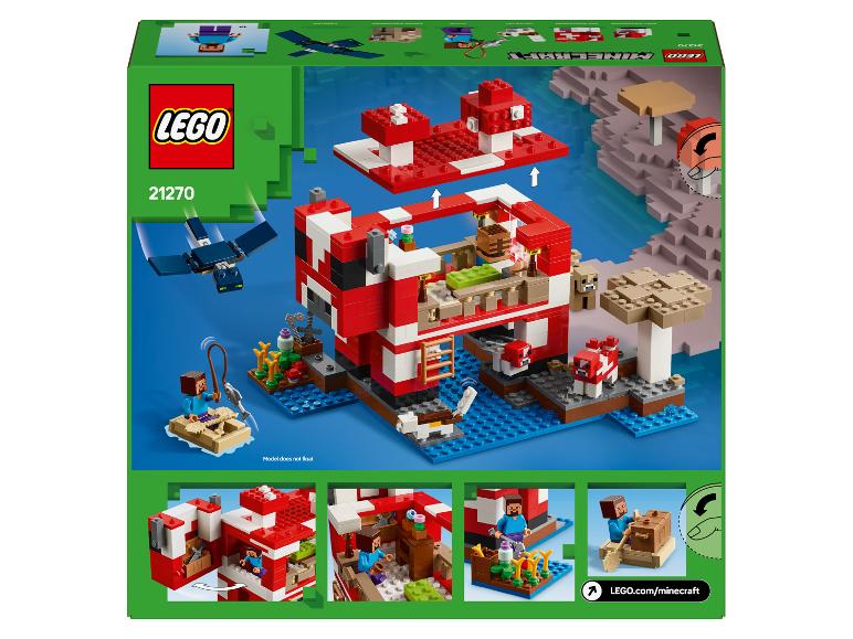 LEGO Minecraft 21270 Set mit Pilzhaus, Minifiguren und Zubehör.