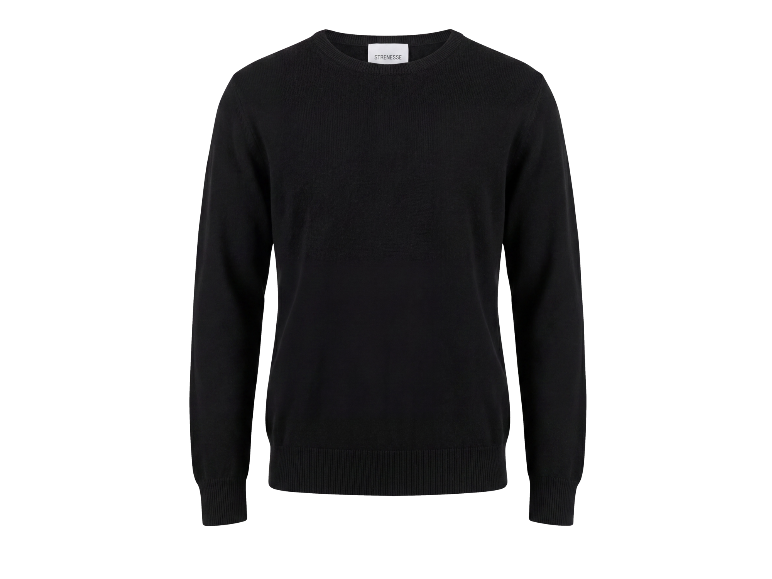 Schwarzer Langarmpullover mit Rundhalsausschnitt