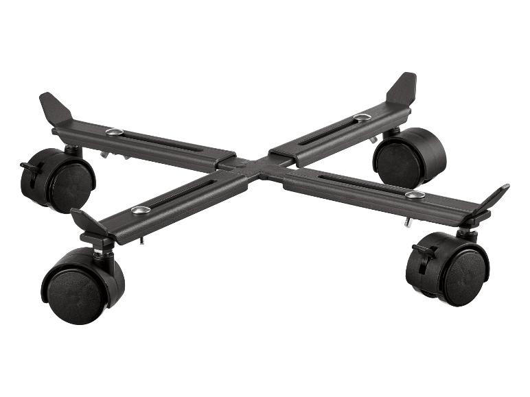 Schwarzer verstellbarer CPU-Wagen mit Rollen.