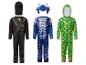 Drei Kinderkostüme: schwarzer Ninja, blauer Drache und grüner Creeper.