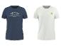 Zwei Herren-T-Shirts: eines blau mit „SPORTS CLUB Love for Leisure“-Text, eines weiß mit Zitronenprint.