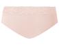 Hellrosa Damenslip mit Spitzendetails am Bund.