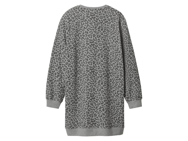 Graues Sweatshirt-Kleid mit Leopardenmuster, Rückansicht