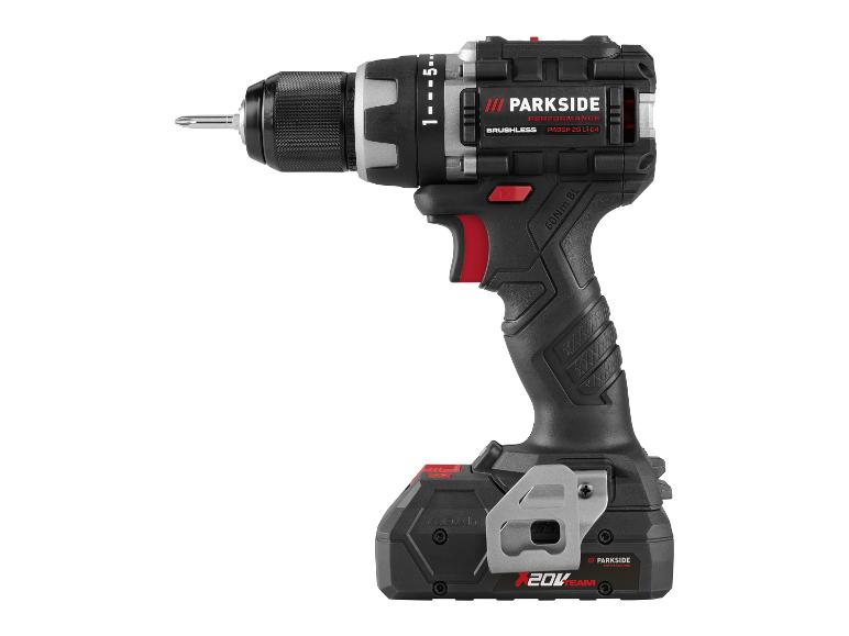 Schwarz-grauer Akku-Bohrschrauber mit 4.0Ah und 20V Akku, mit „BRUSHLESS“ und „60Nm BL“ Schriftzug.