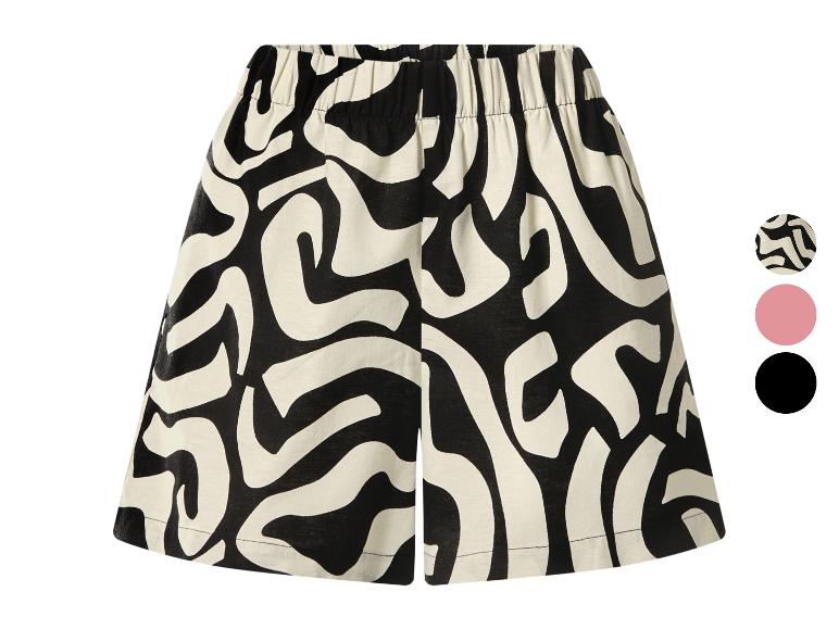 Damen-Shorts mit abstraktem Schwarz-Weiß-Muster und elastischem Bund.