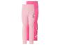 Zwei rosa und fuchsia Kinderleggings mit Cartoon-Print.