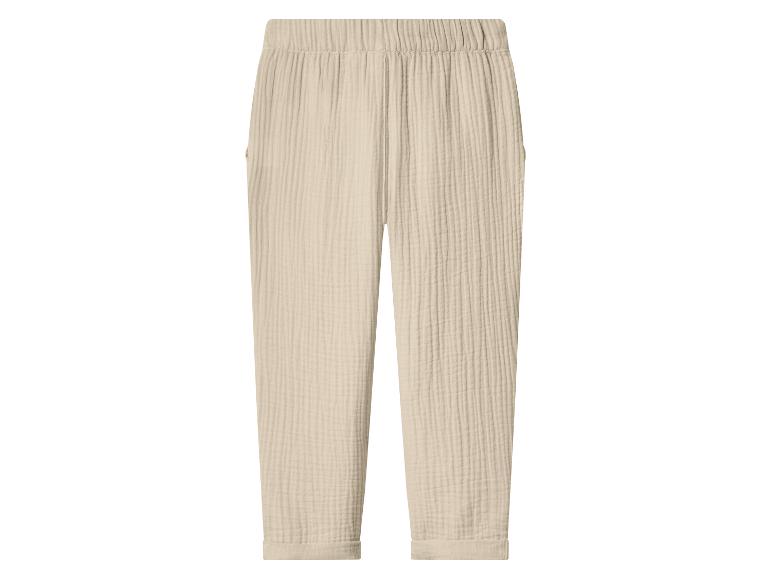 Beige Baumwollhose mit Gummizug in der Taille und umgeschlagenen Bündchen