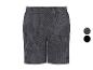 Dunkelgraue Sportshorts mit geometrischem Muster und elastischem Bund.