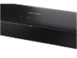 Schwarze Soundbar mit Touch-Bedientasten und Lautsprechergitter.