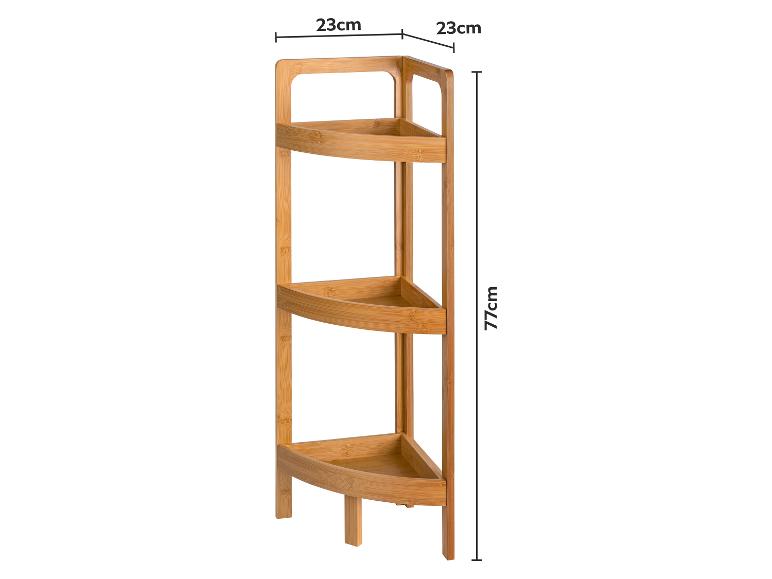 Bambus-Eckregal mit 3 Etagen, 23cm x 23cm x 77cm