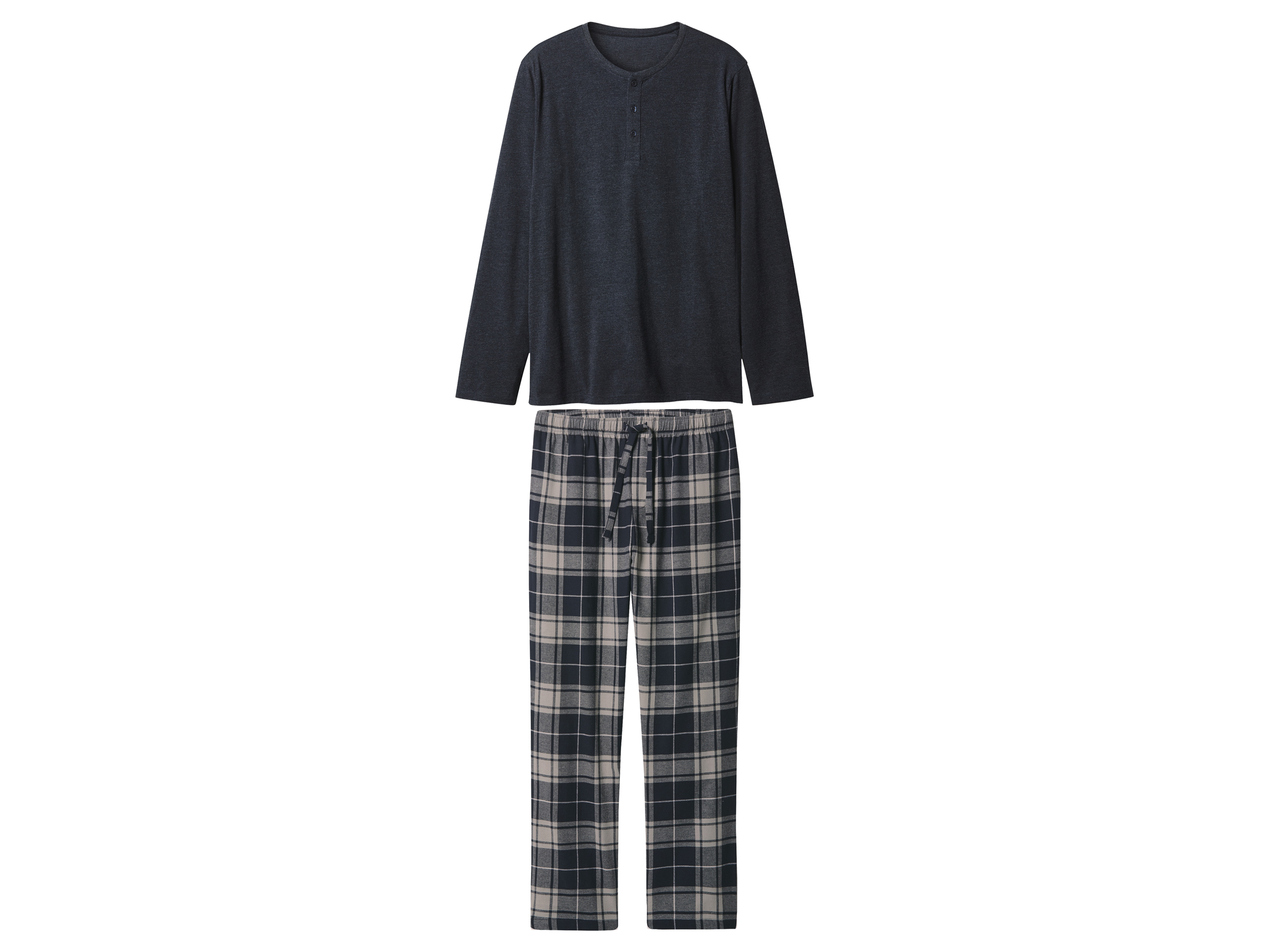 ESMARA MEN Herren Pyjama mit Hose aus Flanell (Navy, XL (56/58))