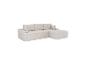 Beiges modulares Ecksofa mit Kissen, Cord-Textur.