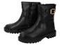 Schwarze Damenstiefel mit Reißverschluss und goldener Schnalle