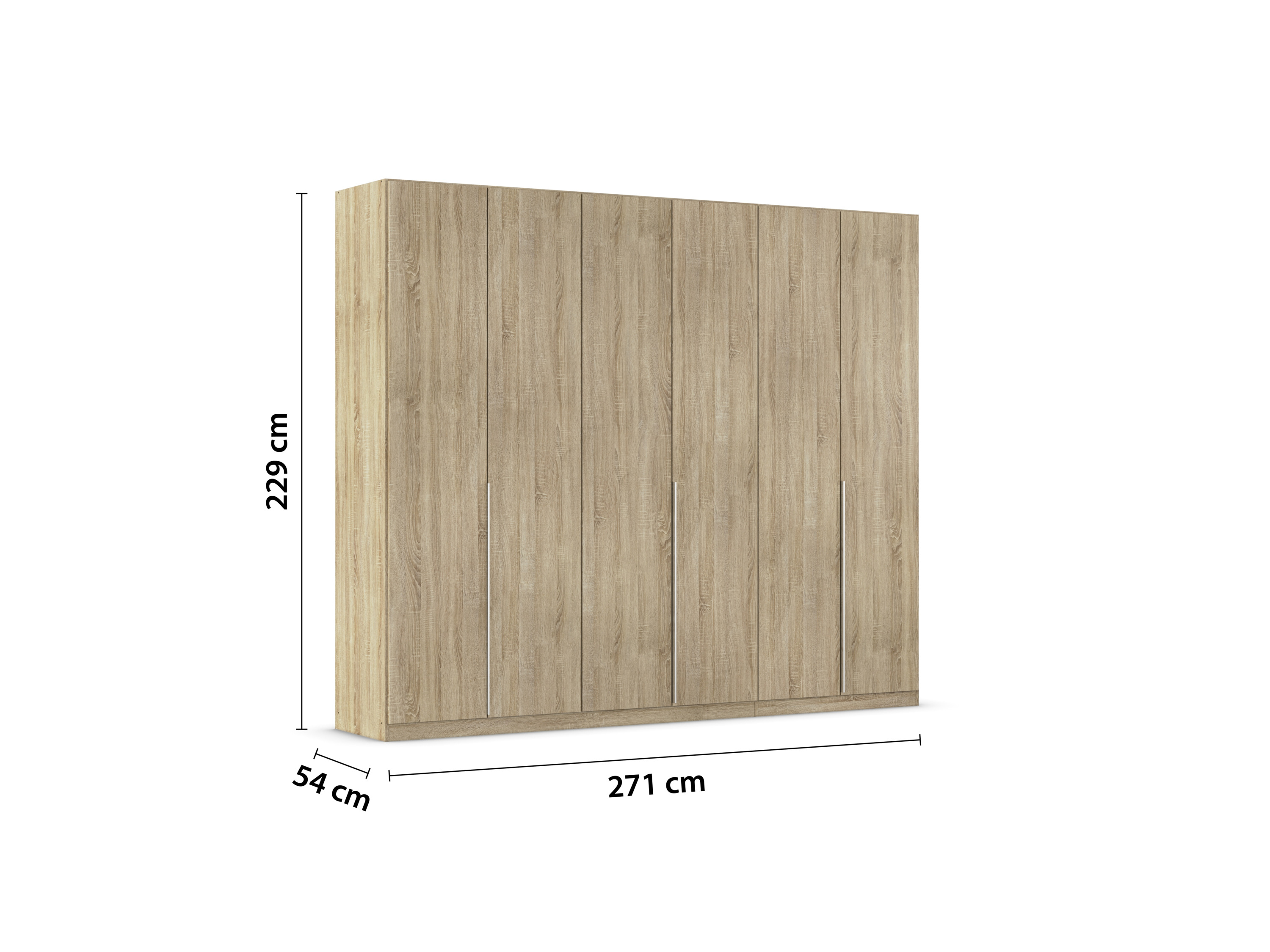 RAUCH ORANGE Drehtürenschrank Alabama (Classic-Zubehör, Eiche Sonoma, Griffe Alufarben, 271 x 229 cm) – Bild 4 von 4