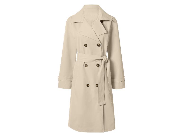 Beiger zweireihiger Trenchcoat mit Gürtel