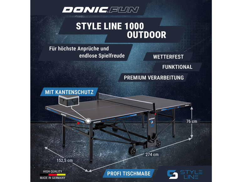 Gehe zu Vollbildansicht: DONIC Tischtennisplatte STYLE 1000 Outdoor - Bild 8