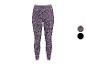 Damen-Leggings mit Leopardenmuster in Lila und Schwarz, mit einer schwarzen Farboption.