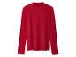 Roter Langarmpullover mit hohem Rüschenkragen.