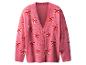 Rosa Strickjacke mit Zuckerstangenmuster