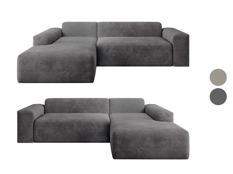 Modulares Samtsofa in zwei Konfigurationen.