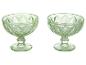Zwei grüne Glas-Dessertschalen mit Rautenmuster
