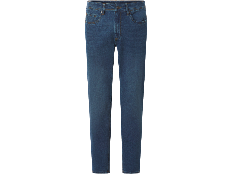 Dunkelblaue Jeans mit braunen Nähten