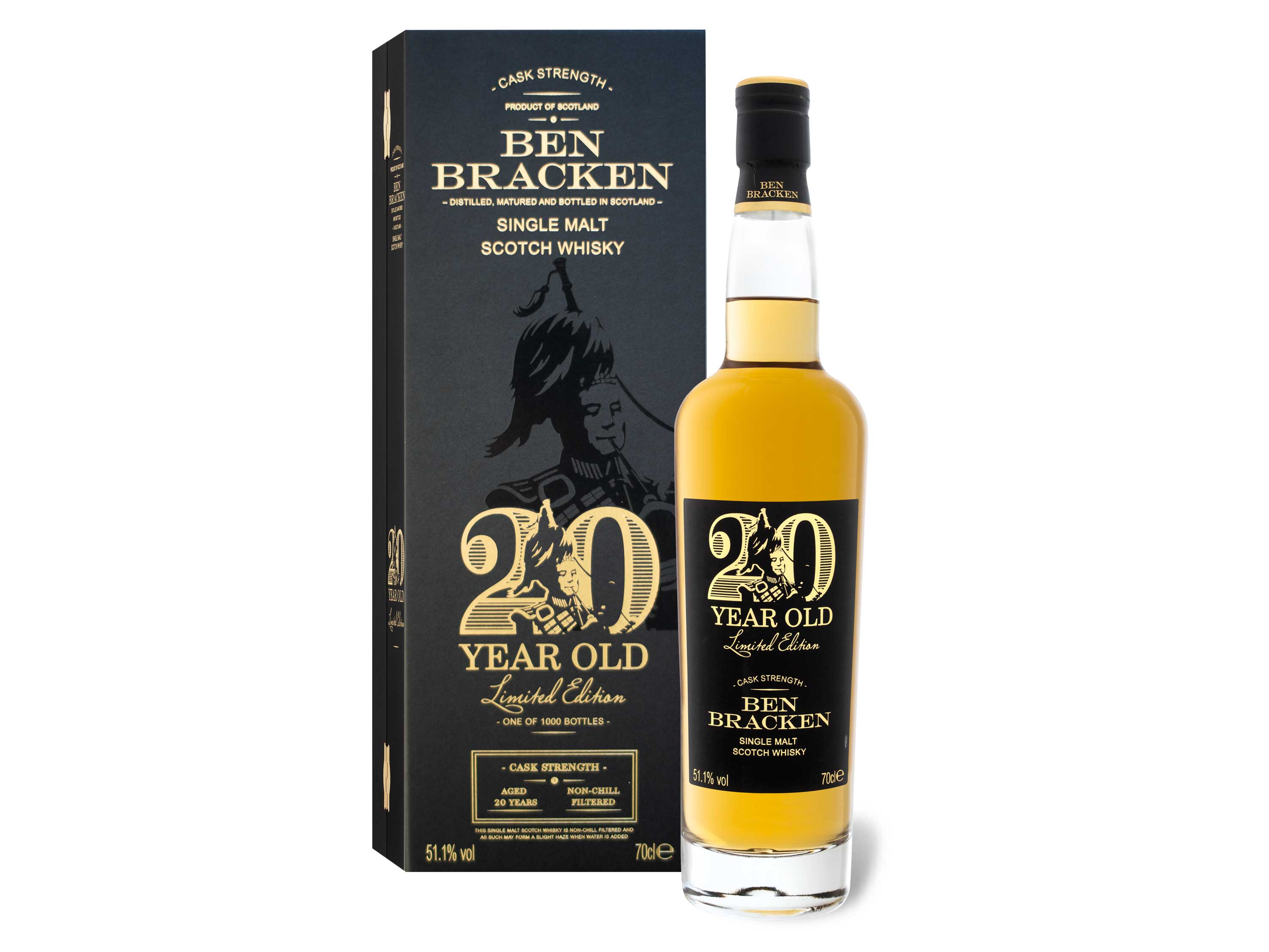 Ben Bracken Single Malt Scotch Whisky Limited Edition Cask Strength 20 Jahre mit Geschenkbox 51.1% Vol