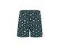 Dunkelgrüne Badeshorts mit weißem Palmenmuster.