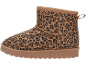 Winterstiefel mit Leopardenmuster in Braun- und Schwarztönen.