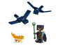 LEGO Minecraft Figuren, darunter ein blauer fliegender Drache und ein Bauer mit einem Dreizack.