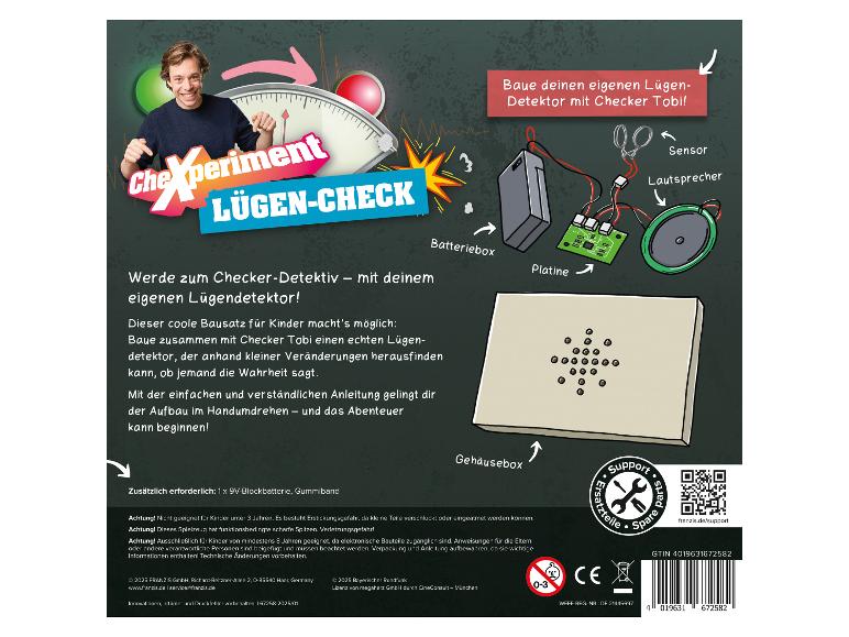 CheXperiment Lügendetektor-Bausatz mit Checker Tobi, inklusive elektronischer Bauteile und Anleitung.