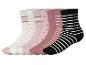 Set aus sechs Paar Socken in Rosa-, Weiß- und Schwarztönen, mit Streifen und Herzen.