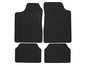Satz von vier schwarzen Autofußmatten.