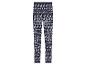 Dunkelblaue Leggings mit weißem Weihnachtsmuster aus Rentieren, Bäumen und Schneeflocken.