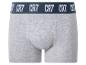 Graue Boxershorts mit dunkelblauem Bund und weißem 'CR7' Text.