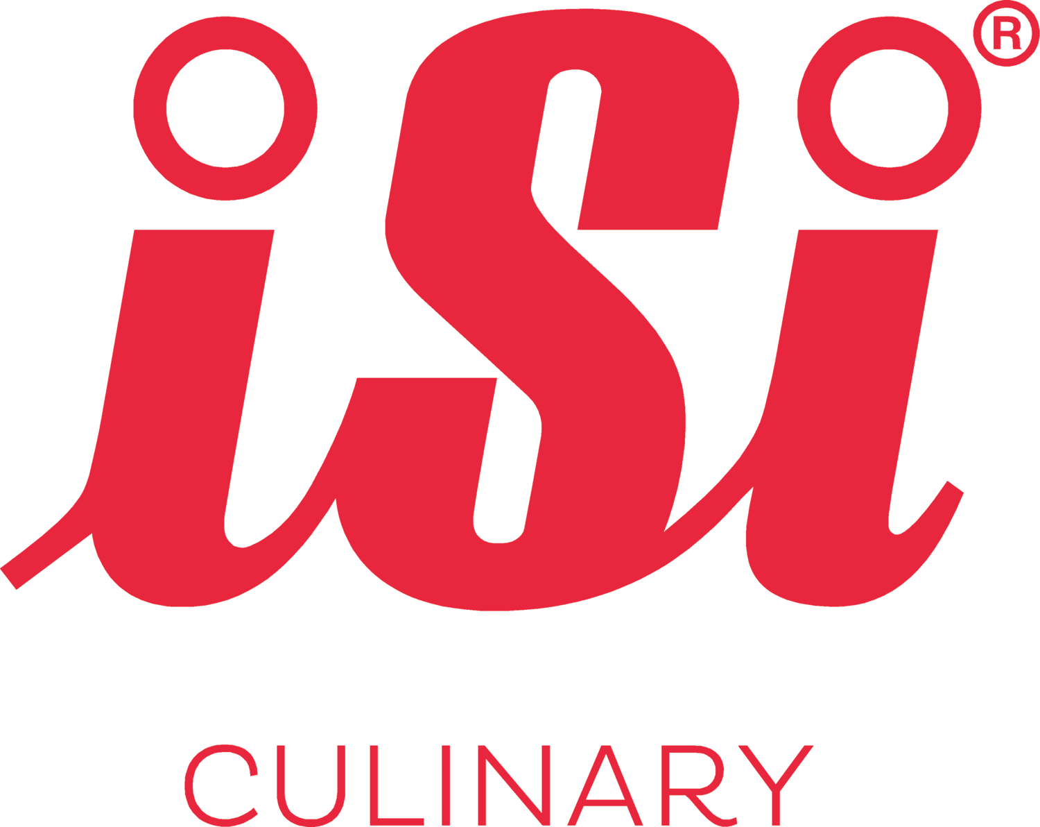 Stilisiertes rotes „iSi“-Logo mit eingetragenem Warenzeichen und dem Wort „CULINARY“ darunter.