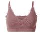 Rosa geripptes Bralette mit Spitzenbesatz