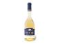 Eine Flasche Tokaji Amethyst Szamorodni Weißwein mit blau-goldenem Etikett.