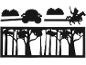 Silhouetten von Wald, Kutsche und Ritter, ideal für Kinderzimmerdekoration.