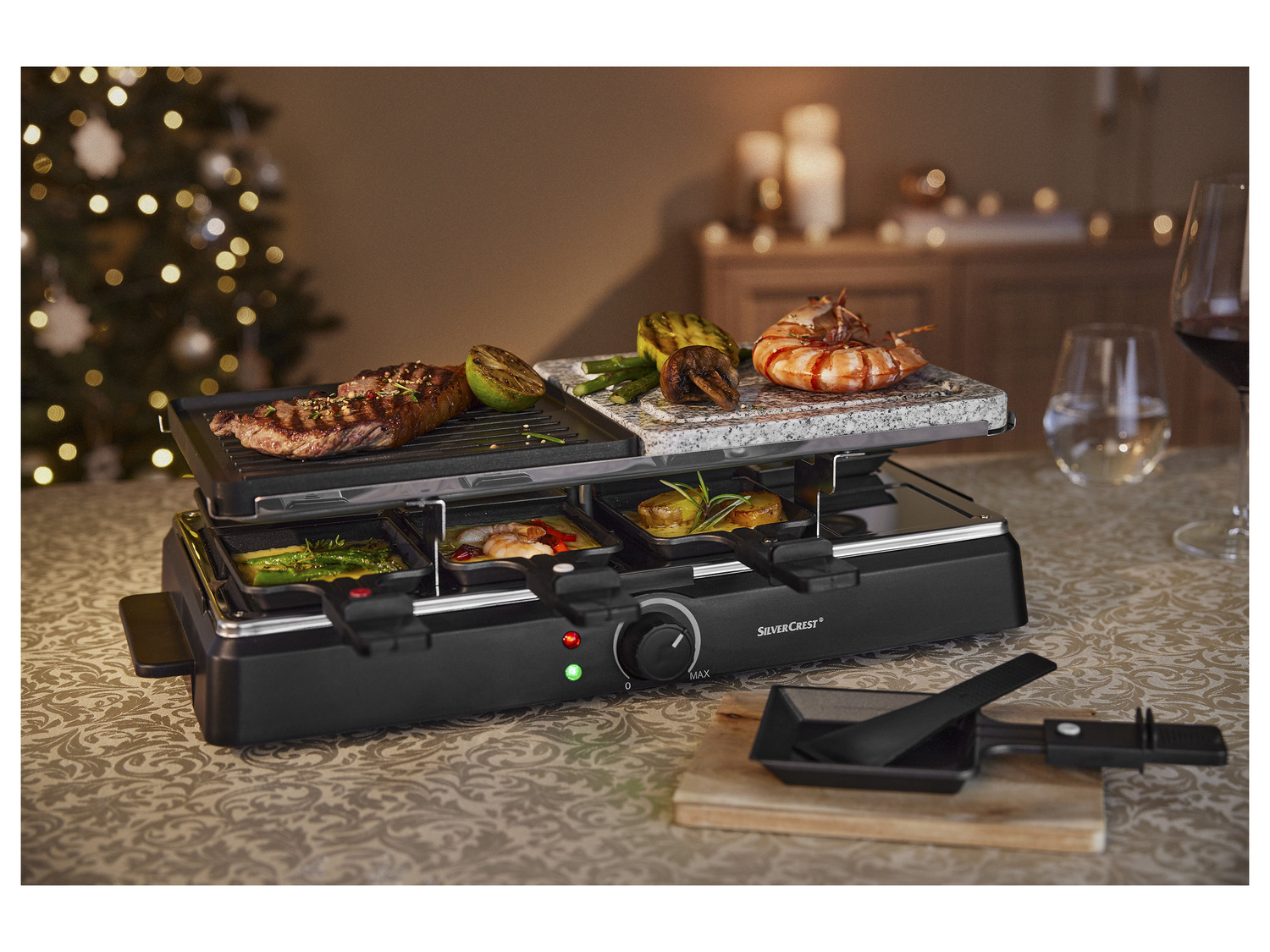 SILVERCREST 1400W RACLETTE Grill with Stone grill and double sided