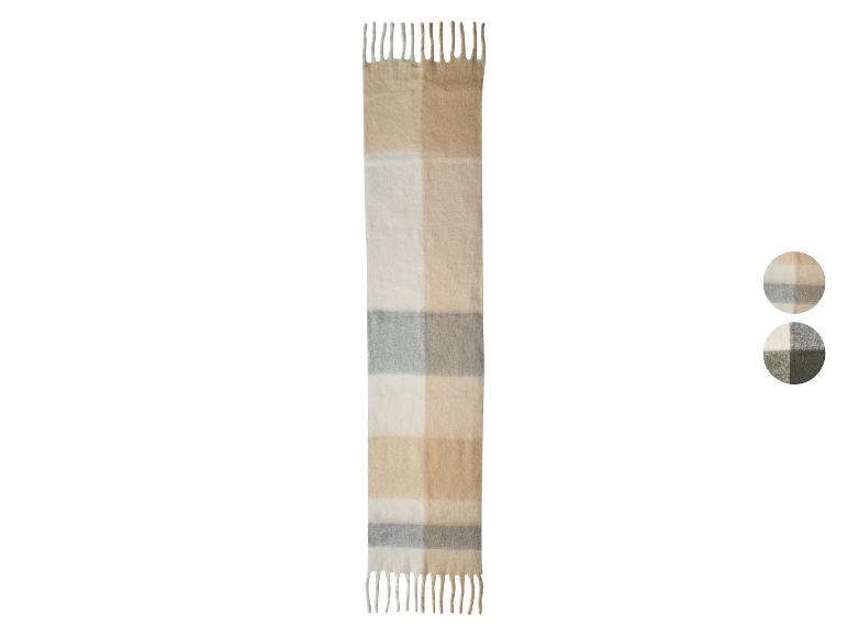 Karierter Schal in Beige, Weiß und Grau mit zwei Farbvarianten.