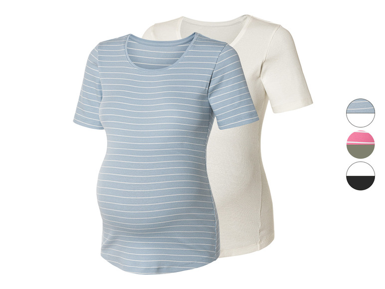 Gehe zu Vollbildansicht: esmara® Damen Umstands-T-Shirts, 2 Stück, in modischer Ripp-Qualität - Bild 1